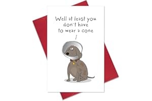 OGEBY Funny Get Well Soon Card Gift, Humor Speedy Surgery Recovery Card for Him Her Friends, At Least You Don't Have to Wear A Cone