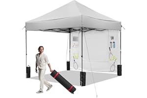 Gray 10x10 FT Pop Up Canopy Tent with 1 Sidewall, Heavy Duty Canopy for Outdoor, Commercial Instant Gazebos, for Party, Patio, by Kendane.