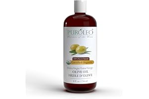 PUROLEO Organic Certified USDA Olive Oil 8 Fl Oz/236 ML (Packed in Canada) – Pure Olive Oil for Skin, Hair & Body – Carrier O