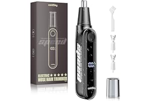 coldSky Ear & Nose Hair Trimmer with LED Display for Men Women - Professional Painless Eyebrow & Facial & Nose Hair Trimmer, USB Rechargeable, Dual-Edge Blades for Smoother Cutting Black