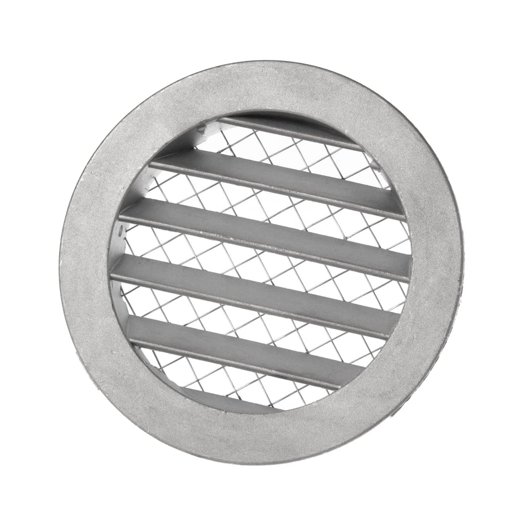 100mm / 4 inch Air Vent Cover - Round Soffit Vent - Louvered Ventilation Grille with Mesh - Aluminum