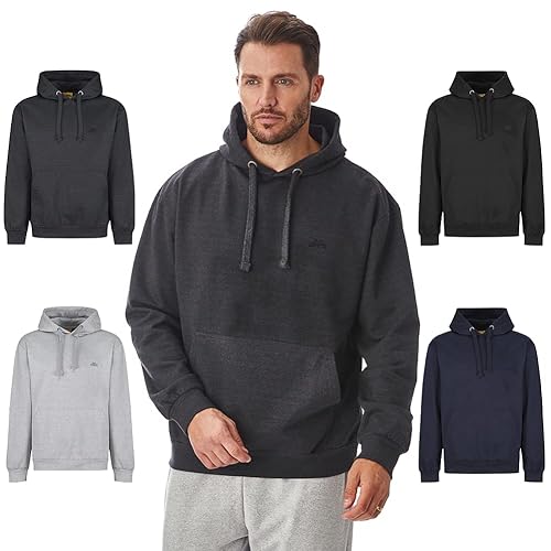 Iron Mountain Mens Soft Fleece Pullover Hooded Hoodie, Reclaimed Yarn Eco Friendly Top, Charcoal Marl, Medium