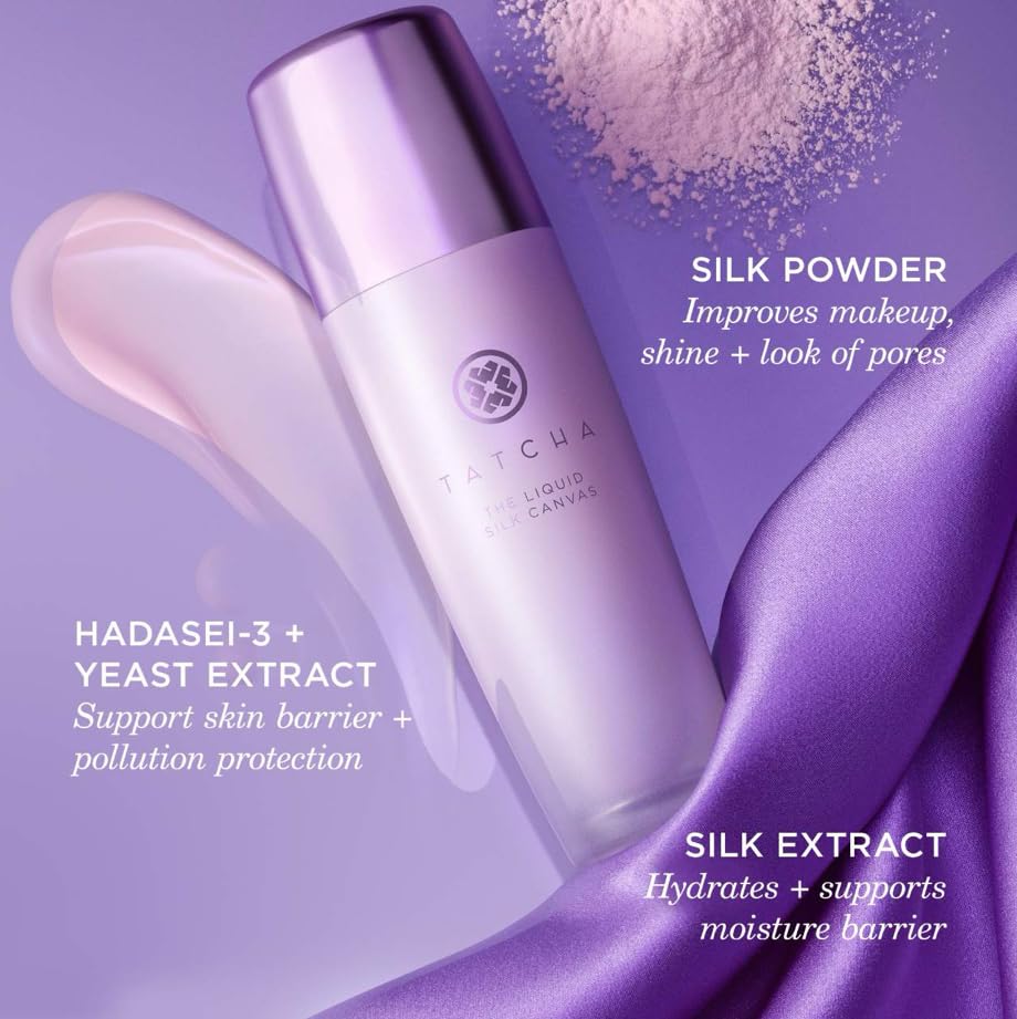 TATCHA Liquid Silk Canvas | Weightless Oil-Free Liquid Silk Face Primer, 30 ml | 1 oz