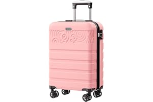 Krute Carry On Luggage 22x14x9 Airline Approved Hard Shell Luggage with Spinner Wheels,20 Inch PC&ABS TSA Lock kids suitcase（Pink）