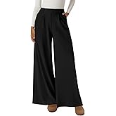 BTFBM Wide Leg Pants for Women Dressy Work Business Casual Elastic High Waisted Trousers Ribbed Lounge Palazzo Pants