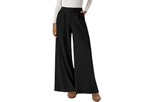 BTFBM Wide Leg Pants for Women Dressy Work Business Casual Elastic High Waisted Trousers Ribbed Lounge Palazzo Pants