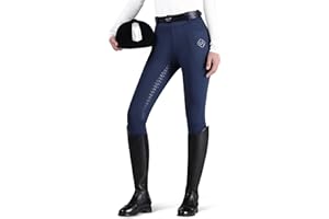 GemRebel Women’s Full Seat Riding Pants, Non-Slip Silicone Equestrian Breeches, High-Waisted Horse Riding Pants with Pockets