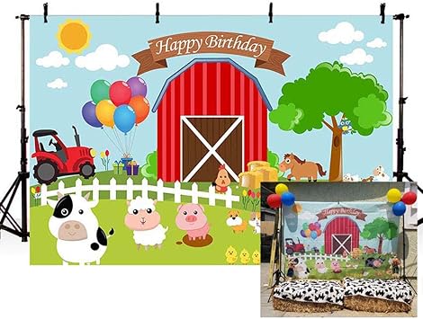 Amazon Com Mehofoto Cartoon Farm Theme Barn Domestic Animals