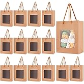 BENECREAT 36 Pcs Paper Gift Bag with Transparent Window, 5.5x7.09x2.76 Inch Tote Gift Paper Bags, Portable Gift Bags for Anniversary, Gift Wrap, Wedding