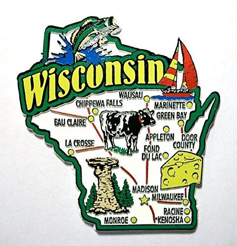 Wisconsin Jumbo State Map Fridge Magnet