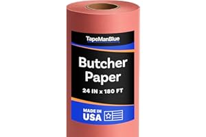 TAPEMANBLUE Pink Butcher Paper Roll, 24 inch x 2160" (180'), Made in USA, 40 lb. Food Grade Roll of Butcher Paper for Smoker, Wrapping, or Storing Meats, BBQ Accessories, Unwaxed and Uncoated