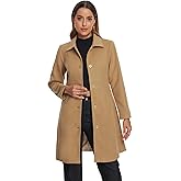 Allegra K Lapel Coats for Women's Button Down Single Breasted Long Sleeve Elegant Winter Pea Coat
