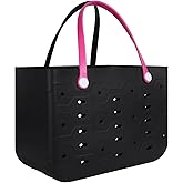 PoVwlty Rubber Beach Bag for Men & Women, Water-resistant Travel Tote Bag for the Beach Boat Pool