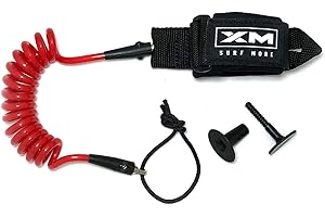 XM SURF MORE Bodyboard Leash - Premium Coiled EZ-FIT Wrist Body Board Leash with Plug - Adjustable, Ultra-Comfy Neoprene Arm Support, Ultra-Strong Leash Cord for Maximum Safety - USA Made