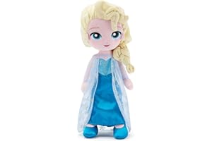 Disney Store Official Elsa Plush Doll - 14 Inch Disney Plush with Shimmering Snowflake Cape, Iridescent Metallic Bodice, Satin Skirt & Embroidered Features - Frozen Toys for Girls