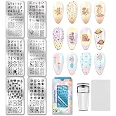 PH PandaHall 6pcs Magical Elements Nail Stamp Plate Moons Sun Star Nail Art Plates Crystal Pendant Nails Image Plate Celestial Pattern Manicures Art Templates for Women Nails Decoration DIY Printing