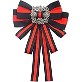 Christmas blue and red bow brooch for women men bowknot costume brooches women jewelry strip bow tie decorations womens corsage collar bow tie bow brooch (black+red)