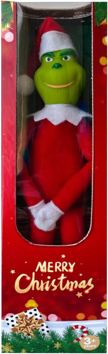 Tree Toppers - Christmas Green Hair Doll Pendant, Fun Green Phantom Thief Holiday Decoration Gift Box, Suitable for Christmas Trees, Indoor and Outdoor (Red+Green)