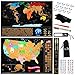 Sellnaks Scratch Off Map USA World Scratch Map World and USA with Capitals and Specific Signs – 2 Large Maps for Office, Bedrooms, Gifts – Bonus: 1 Guide of The World and USA