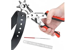 AIRAJ PRO Leather Hole Punch,Belt Hole Puncher for Leather,Heavy Duty Multi-Size Leather Punch with 6 Holes,Leather Punch Tool for Belts,Crafts & Easy DIY