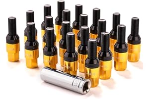 KAMIVOVO 20PCS M14x1.5 Wheel Lug Bolts with 28mm Shank Length Ball Seat, Compatible A3 A4 A6 A8 S4 S6 S8 TT Jetta Allroad VW Quattro Golf Tiguan Passat and Most Ben.Z