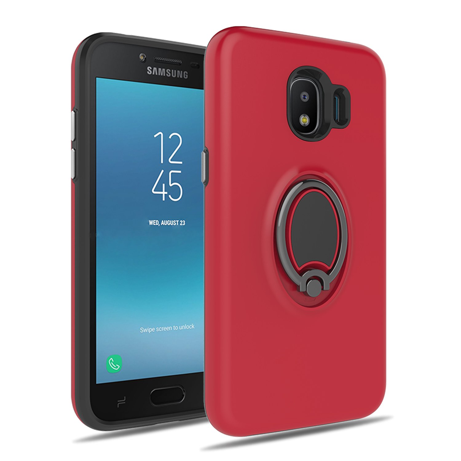 Aymecl Galaxy J2 Pro 2018 Case J2 2018grand Prime Pro Case With Hd Screen Protectorrotating Ring Holder Dual Layer Shock Bumper Cover For Galaxy J2