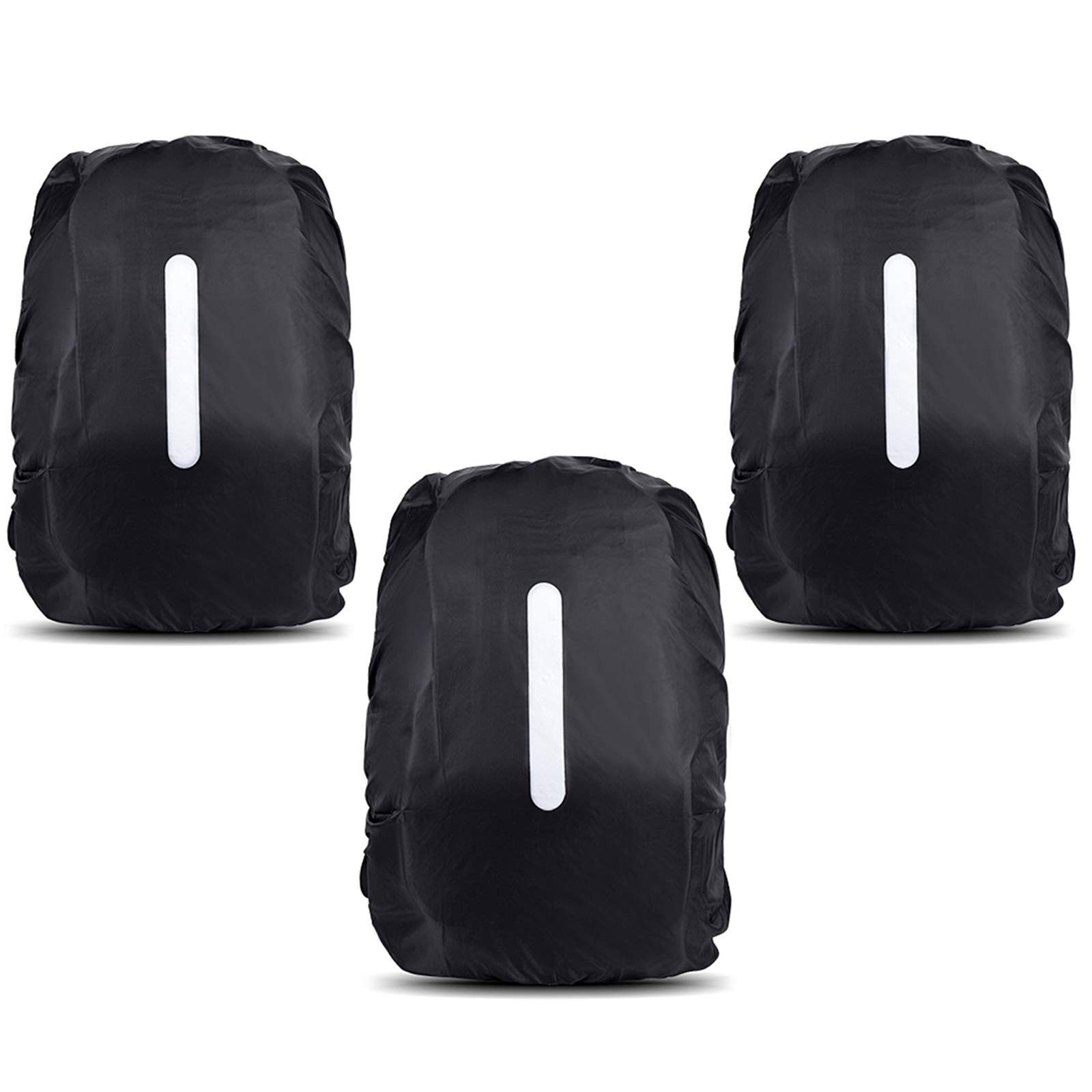 Dadabig 3Pcs Waterproof Rain Cover for Backpack, 30L-40L Waterproof Rucksack Cover Rainproof Protector for Camping Hiking Traveling Outdoor Activities, Black