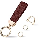 Hamdecro Genuine Leather Car Keychain, Handmade Knit Sheepskin Key chains for Women, Universal Key Fob Holder
