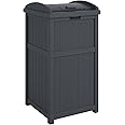 Suncast GH1732C 17" x 17" x 31.5" Trashcan Hideaway Outdoor Commercial 33 Gallon 31.6" Resin Garbage Waste Bin with Lid in Cy