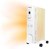Comfort Zone Electric Oil-Filled Radiant Radiator Space Heater, Never Refill, Adjustable Thermostat, Tip-Over Switch & Overheat Protection System, Ideal for Home, Bedroom, & Office, 1,200W, CZ7007J