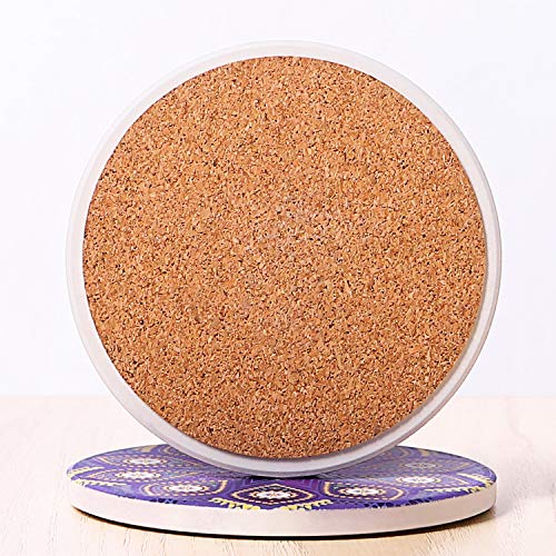 image for LIFVER Absorbent Drink Coasters with Holder, Set of 8 Mandala Style Ce