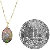 InfinityGemsArt Black Fire Opal Pendant Necklace for Women, Birthstone, Natural Gemstone Tumble, Dainty Handmade Jewelry, Chakra Energy Crystals, 14K Gold Plated 925 Sterling Silver 20 inch