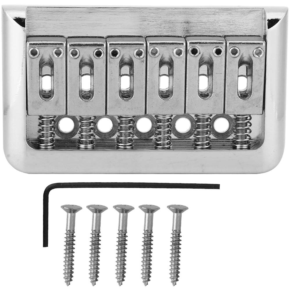 Metal Fixed Bridge for 6-string Electric Guitar, and Firm, Includes Screws and Wrench (Silver) strat hardtail bridge