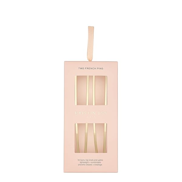 KRISTIN ESS FRENCH PIN SET OF 2 – U SHAPED FRENCH HAIR PINS FOR BUNS, CHIGNONS, WEDDING UPDO HAIRSTYLES AND TOP KNOTS – HAIR STYLING ACCESSORIES FOR WOMEN – GOLD
