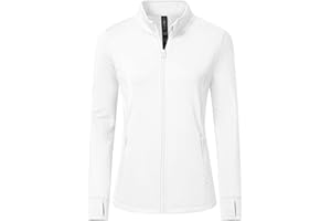 MoFiz Women's Full Zip Hiking Shirt Lightweight UPF 50+ Sun Protection Running Jacket Long Sleeve Sports Outdoor Top Pocket