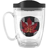 Tervis Made in USA Double Walled Checkerboard Fall Leaf Red Insulated Tumbler Cup Keeps Drinks Cold & Hot, 16oz Mug, Red