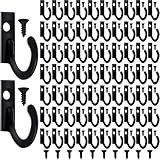 Zhehao 100 Pieces Wall Mounted Single Hook Robe Hooks and 110 Pieces Screws for Hanging Key Hooks Jewelry