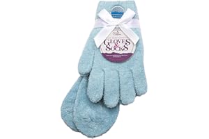 PURPLE CANYON Aloe Socks and Gloves Set | Blue Moisturizing Socks and Gloves Infused with Aloe and Vitamin E | Spa Socks and Gloves for Women