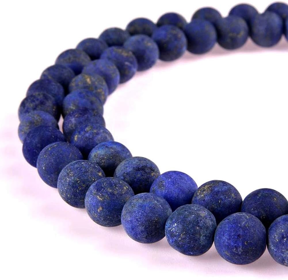 PLTbeadsNatural Gemstone Loose Beads Matte Approxi 15.5 inch DIY Bracelet Necklace for Jewelry Making (6mm, Matte Lapis Lazuli)