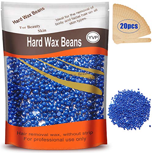 Hard Wax Beans for Painless Hair Removal, Brazilian Waxing for Face, Eyebrow, Back, Chest, Bikini Areas, Legs At Home 300g (10 Oz)/bag with 20pcs Wax Spatulas（Chamomile)