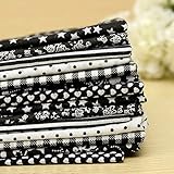 KINGSO 7PCS Cotton Fabric Bundles Quilting Sewing DIY Craft 19.7x19.7inch Black