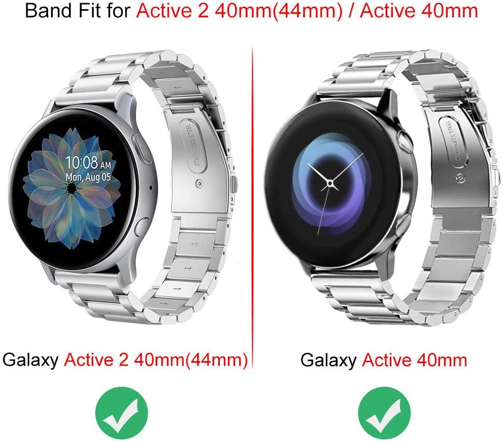 Diruite for Samsung Galaxy Watch Active 2 40mm(44mm)/Samsung Galaxy Active 40mm Strap,Plating Solid Stainless Steel,Butterfly double snap Bracelet Adjustable Replacement Wrist Bands - Image 3