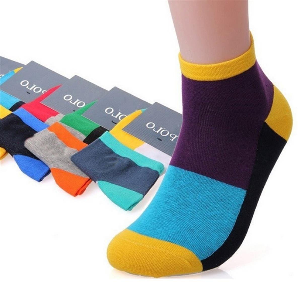 LONGQI Chaussettes de Bateau pour Homme Faible Couper Solide Coton antidérapant Courte Tube Chaussettes de Sport