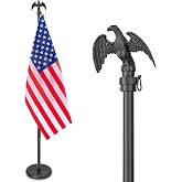 FFILY 8 FT Heavy Duty Indoor Flag Pole and Stand | Indoor Flagpole Kit with Weighted &amp; Thickened Base, Eagle Topper, 3x5 FT American Flag, for Office School City Hall