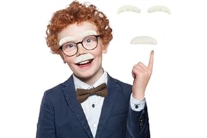 HyperFun Old Man Costume Old Man Stick-on Mustache, Fake Mustache Costume Bushy Grey white Eyebrows And Moustache Kit