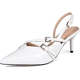 Volrina Slingback Kitten Heels Pointed Toe Buckle Straps Stiletto high Heeled Sandals Pump for Women Prom Party Dress Shoes