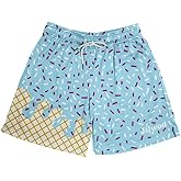 Men's Ice Cream Mesh Graffiti Athletic Shorts Lightweight Quick-Dry Gym Baseball Workout Running Shorts Pants with Pockets