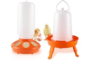 Yharnamite Chick Feeder and Waterer Kit, Baby Chicken Supplies, 1L Chick Feeder and 1.5L Waterer, Height-Adjustable Poultry W