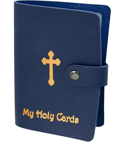 Amazon.com: H Holly Lines Blue Prayer Card Holder Faux Leather