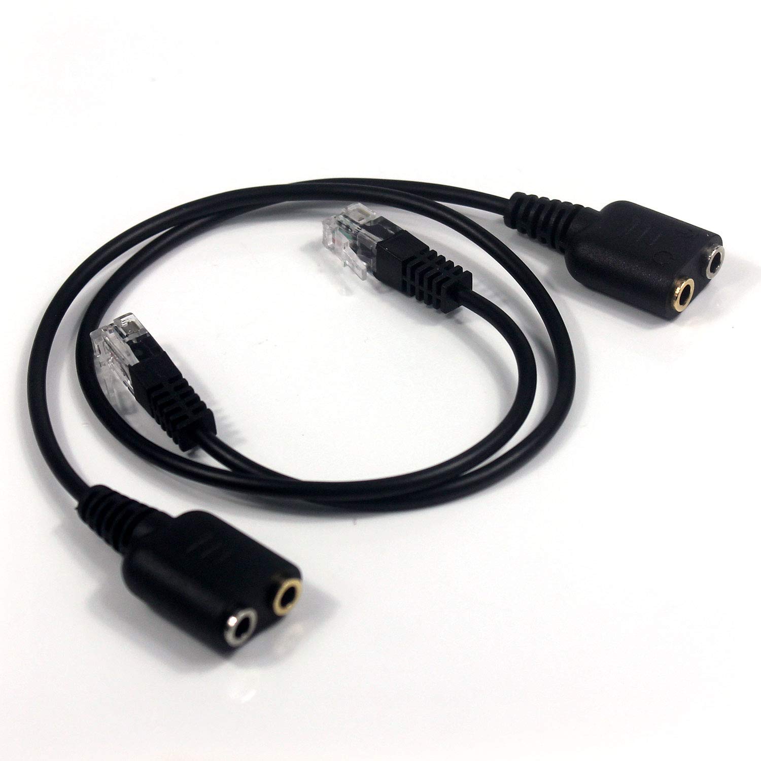 Ytian Switian 2 Pack RJ9 to 3.5mm Headset Adapter Cable - Connect Telephone to PC Headphones & Mic (25cm)